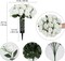 2 Sets Artificial Cemetery Flowers for Grave, Outdoor Roses Funeral Flowers with Cemetery Vase, Memorial Flowers Arrangements Bouquet Vibrant and Long-Lasting Colors(White)